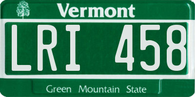 VT license plate LRI458