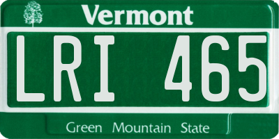 VT license plate LRI465