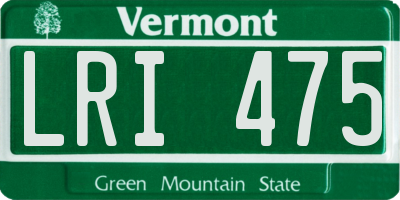 VT license plate LRI475