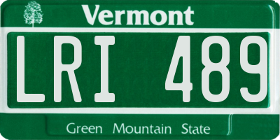 VT license plate LRI489