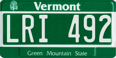 VT license plate LRI492