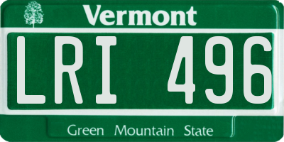 VT license plate LRI496