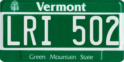 VT license plate LRI502