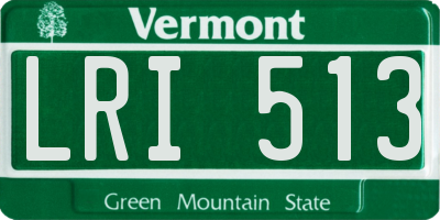 VT license plate LRI513