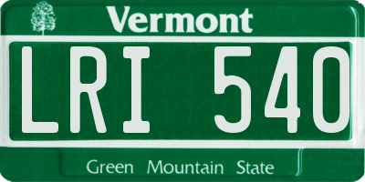 VT license plate LRI540