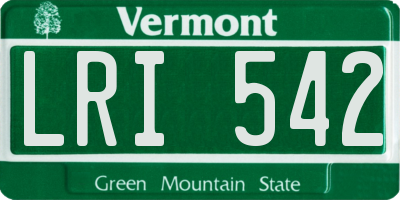 VT license plate LRI542