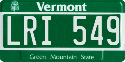 VT license plate LRI549
