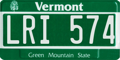 VT license plate LRI574