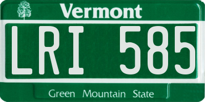 VT license plate LRI585