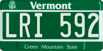 VT license plate LRI592