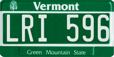 VT license plate LRI596