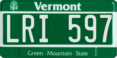 VT license plate LRI597