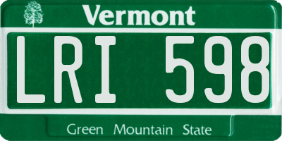 VT license plate LRI598