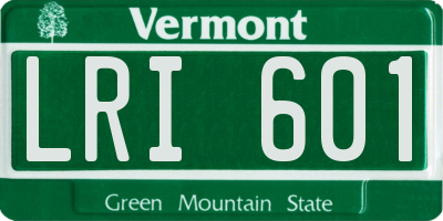 VT license plate LRI601
