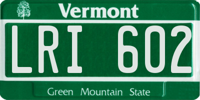 VT license plate LRI602