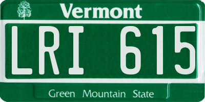 VT license plate LRI615