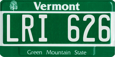 VT license plate LRI626