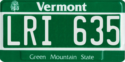 VT license plate LRI635
