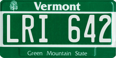 VT license plate LRI642