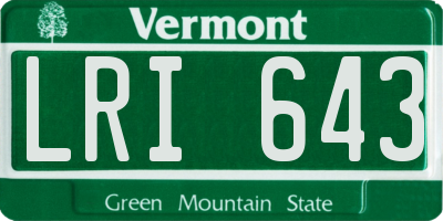VT license plate LRI643