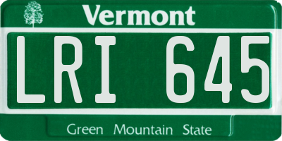VT license plate LRI645