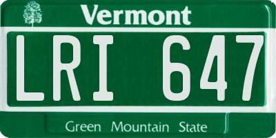 VT license plate LRI647