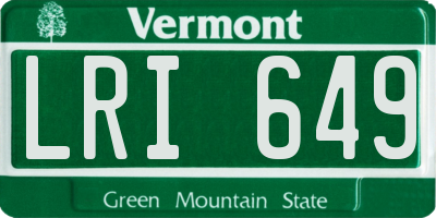 VT license plate LRI649
