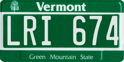 VT license plate LRI674