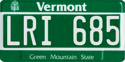 VT license plate LRI685