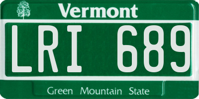 VT license plate LRI689