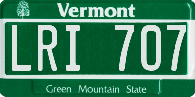 VT license plate LRI707