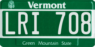 VT license plate LRI708
