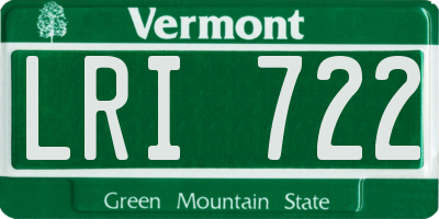 VT license plate LRI722