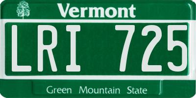 VT license plate LRI725