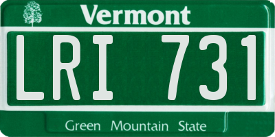 VT license plate LRI731