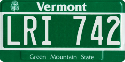VT license plate LRI742