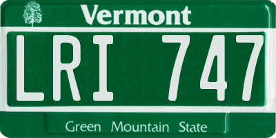 VT license plate LRI747