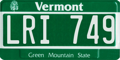VT license plate LRI749