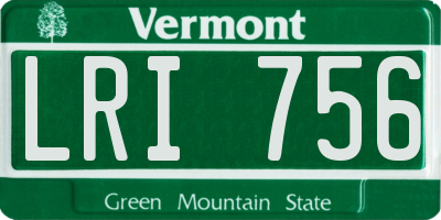 VT license plate LRI756