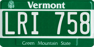 VT license plate LRI758