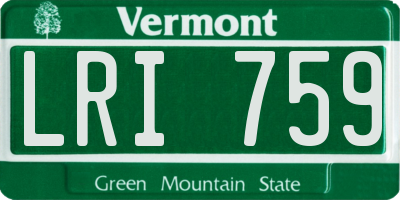 VT license plate LRI759