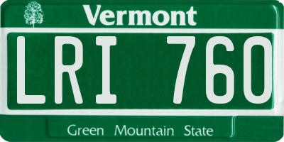 VT license plate LRI760