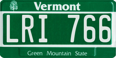 VT license plate LRI766