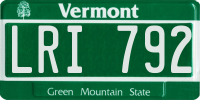 VT license plate LRI792