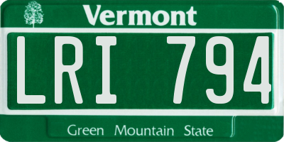 VT license plate LRI794