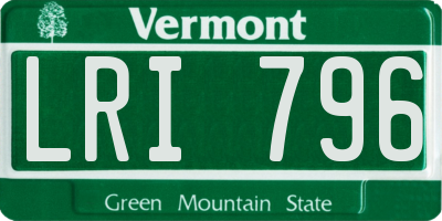 VT license plate LRI796