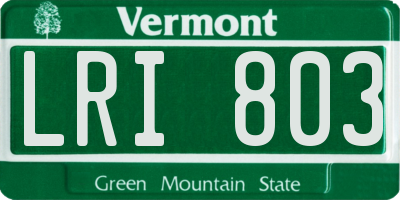 VT license plate LRI803