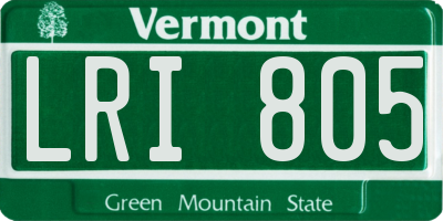 VT license plate LRI805