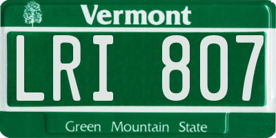 VT license plate LRI807