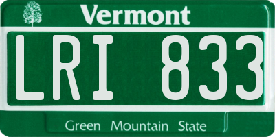VT license plate LRI833